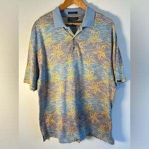 VTG Jantzen Premier Golf Polo Shirt Men L Colorful Floral 60’s Two Ply Cotton